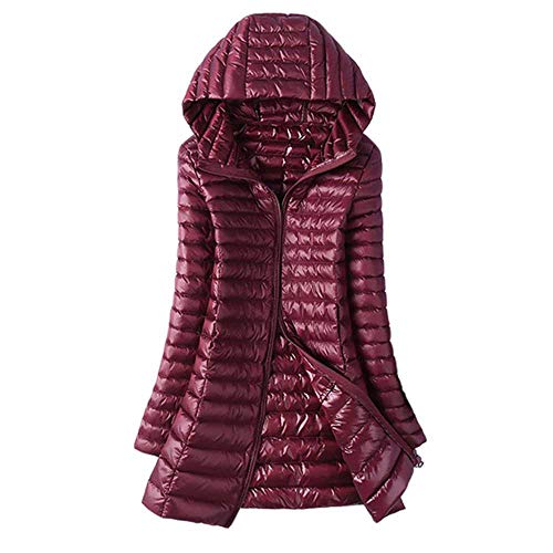 NOBRAND - Abrigo Largo para Mujer Rojo Vino 5X-Large