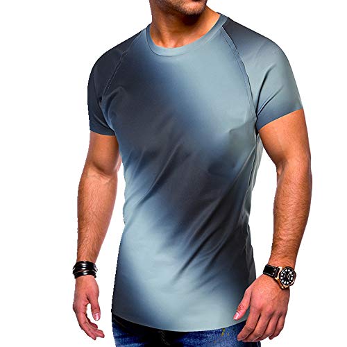 NOBRAND - Camiseta de manga corta con cuello redondo para hombre