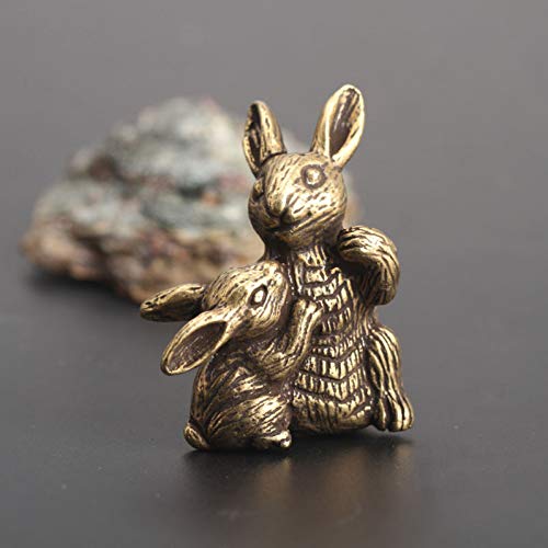 NOBRAND Decoración de Bronce Antiguo Niño Madre Conejo Decoración Cobre Puro Puro Conejo Té Mascota Colección perfumada Colección de Bronce Retro