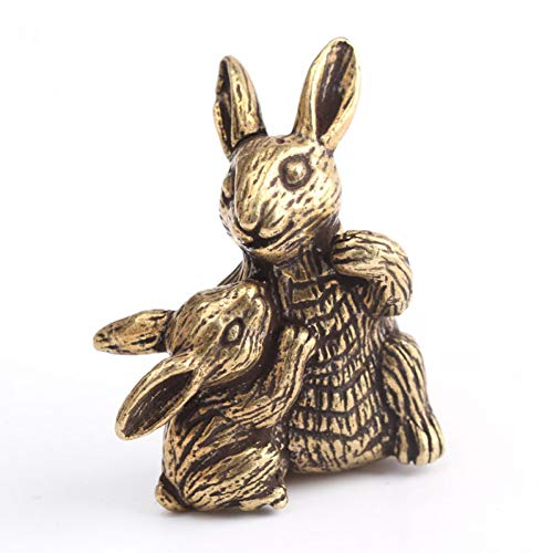 NOBRAND Decoración de Bronce Antiguo Niño Madre Conejo Decoración Cobre Puro Puro Conejo Té Mascota Colección perfumada Colección de Bronce Retro
