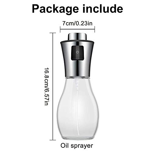 NOBRAND MINGZE 200 ML Pulverizador Aceite, Portátil Spray Oliva Aceite con Acero Inoxidable de Primera Calidad y Vidrio de Calidad para Cocinar, Barbacoa, Asar, Hornear, Ensalada