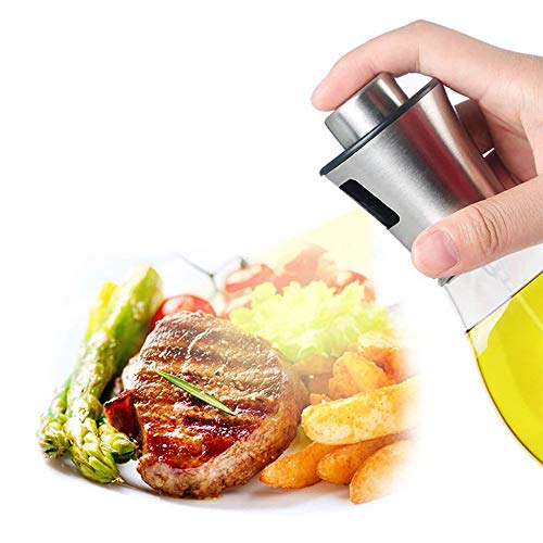 NOBRAND MINGZE 200 ML Pulverizador Aceite, Portátil Spray Oliva Aceite con Acero Inoxidable de Primera Calidad y Vidrio de Calidad para Cocinar, Barbacoa, Asar, Hornear, Ensalada