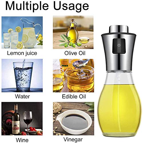 NOBRAND MINGZE 200 ML Pulverizador Aceite, Portátil Spray Oliva Aceite con Acero Inoxidable de Primera Calidad y Vidrio de Calidad para Cocinar, Barbacoa, Asar, Hornear, Ensalada