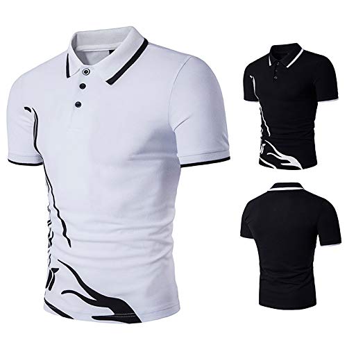 NOBRAND New Camiseta de manga corta para hombre grande con dobladillo impreso Negro Negro ( M