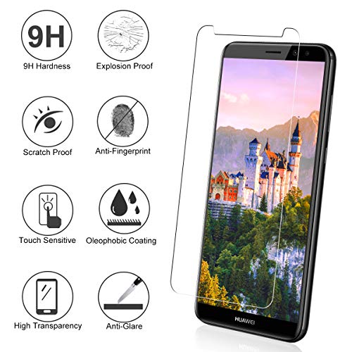 NONZERS 3 Unidades Cristal Templado para Huawei Mate 10 Lite, 9H Dureza Protector de Pantalla, Resistente a Araaozos y Golpes, Sin Burbujas, Anti Dactilares Vidrio Templado para Huawei Mate 10 Lite