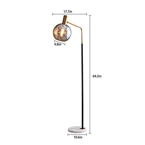 Nordic lámpara de pie de color cobre cuerpo de la lámpara minimalista ajustable plug-in E27 interruptor de pie vidrio de lectura vertical de la lámpara Standard 64 '' (Color : Milky white)