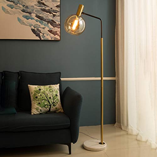 Nordic lámpara de pie de color cobre cuerpo de la lámpara minimalista ajustable plug-in E27 interruptor de pie vidrio de lectura vertical de la lámpara Standard 64 '' (Color : Milky white)