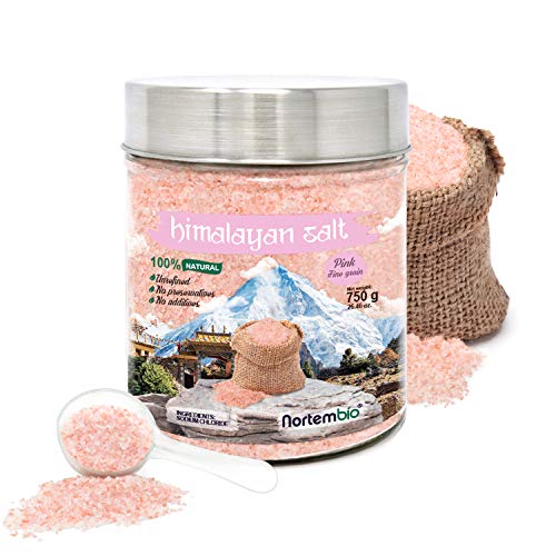 Nortembio Sal Rosa del Himalaya 750 g. Fina (1-2 mm). 100% Natural. Sin Refinar. Sin Conservantes. Extraída a Mano.