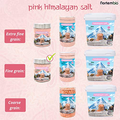 Nortembio Sal Rosa del Himalaya 750 g. Fina (1-2 mm). 100% Natural. Sin Refinar. Sin Conservantes. Extraída a Mano.