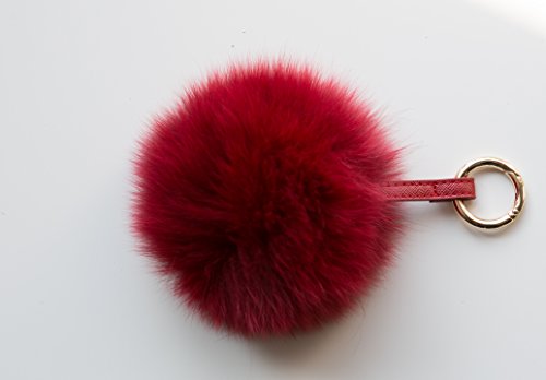 NOVAGO Llavero pelo de Zorro,  Decoración para el bolso , de tacto suave (Burdeos)