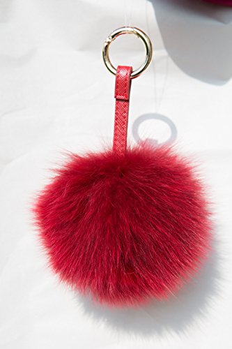 NOVAGO Llavero pelo de Zorro,  Decoración para el bolso , de tacto suave (Burdeos)