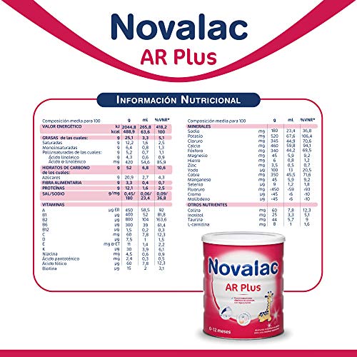 NOVALAC AR Plus Leche infantil  para bebés de 0 a 12 mese. 800G
