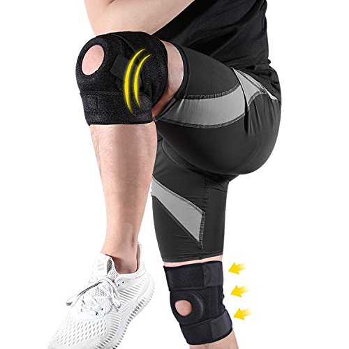 NOVECASA Profesionales Rodillera de Neopreno Apoyo de la Rodilla Totalmente Ajustable Alivio Seco Transpirable Abierto Rótula Dolor en la Rodilla del Menisco, Artritis, Fútbol, Negro
