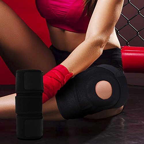 NOVECASA Profesionales Rodillera de Neopreno Apoyo de la Rodilla Totalmente Ajustable Alivio Seco Transpirable Abierto Rótula Dolor en la Rodilla del Menisco, Artritis, Fútbol, Negro