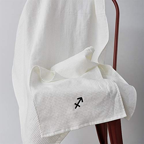 Novedad de Moda Doce Constelaciones Toallas de baño de algodón Liso Pura de la Serie Toalla de baño Toalla Bordada Elegante baño para baño Playa (Color : Light Blue-Aquarius, Size : 70 * 140)