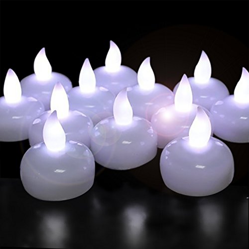 Novelty Place [Flota en el Agua] Velitas Sin Llama, Velas Pequeñas LED Flotantes con Baterías - Blanco Elegante para Bodas, Centro de Mesa y SPA (Paquete de 12)