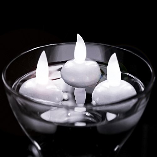 Novelty Place [Flota en el Agua] Velitas Sin Llama, Velas Pequeñas LED Flotantes con Baterías - Blanco Elegante para Bodas, Centro de Mesa y SPA (Paquete de 12)
