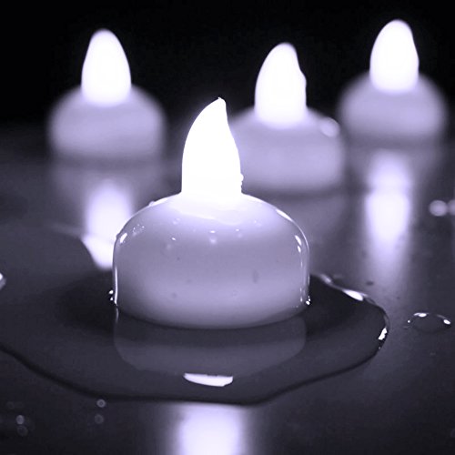 Novelty Place [Flota en el Agua] Velitas Sin Llama, Velas Pequeñas LED Flotantes con Baterías - Blanco Elegante para Bodas, Centro de Mesa y SPA (Paquete de 12)