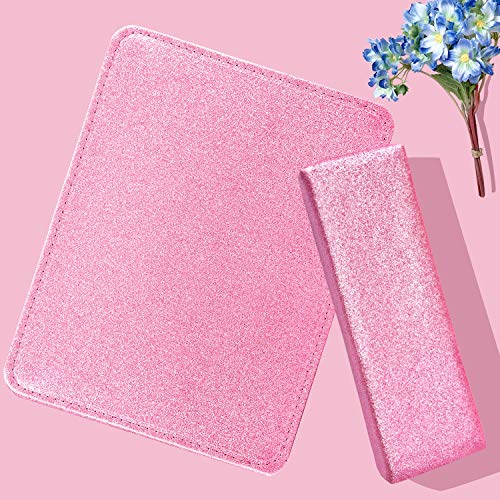 Noverlife - Cojín para reposar manos con purpurina rosa para manicura y salón de uñas, soporte de muñeca suave, soporte para escritorio, esponja, rectangular, plegable, con purpurina