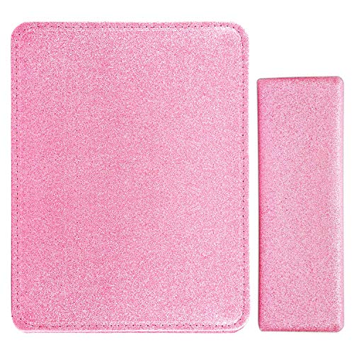 Noverlife - Cojín para reposar manos con purpurina rosa para manicura y salón de uñas, soporte de muñeca suave, soporte para escritorio, esponja, rectangular, plegable, con purpurina