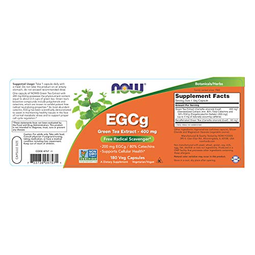 Now Foods EGCg, Extracto de té Verde - 400mg x180Vcaps