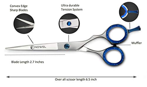 NowelNowel - Tijeras profesionales de acero inoxidable de 16,5 cm para cortar el pelo - Tijeras de peluquería profesional - Tijeras de peluquería - Tijeras de corte de pelo, Azul, 1.00[set de ]