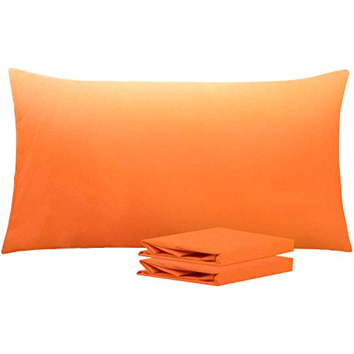 NTBAY Fundas de Almohada de Microfibra, Paquete de 2 Fundas de Almohada con Cierre Suave Antiarrugas y Resistente a Las Manchas, 50x90 cm, Naranja