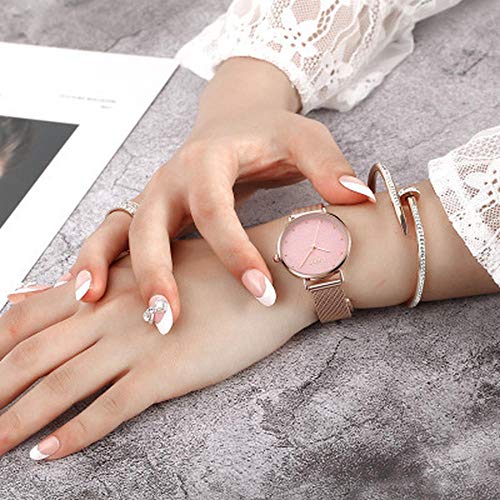 Nuevo Reloj para Mujer Reloj para Mujer Reloj para Mujer Reloj De Cuarzo A Prueba De Agua Concha De Plata Colorete Rubor Ondulado