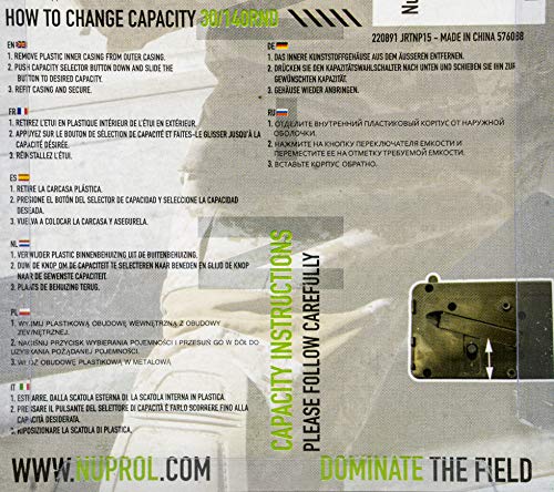 Nuprol N-mag Mid-Cap Airsoft Magazine 30/125 Round M4 - Negro y Parche de First and Only Retail