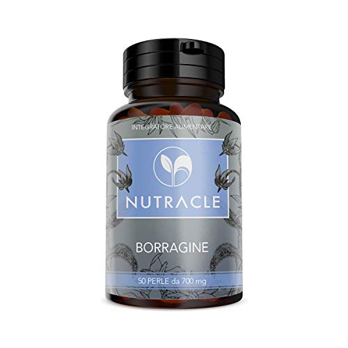 NUTRACLE - 50 Cápsulas de Borraja de 700 mg | Rico en Ácido Gamma Linoleico (GLA) 20% | Nutre e hidrata la piel y el cabello | Contrarresta los trastornos hormonales con el ciclo menstrual