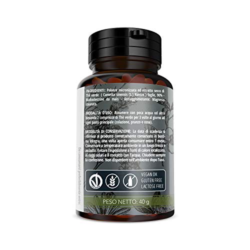NUTRACLE TE’ VERDE 100 comprimidos de 400 mg | Estimula el metabolismo y aumenta la energía |efecto drenante y adelgazante | Alta concentración de Cafeína y EGCG.