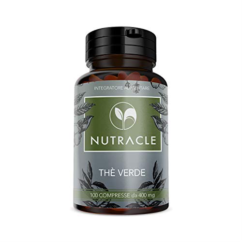 NUTRACLE TE’ VERDE 100 comprimidos de 400 mg | Estimula el metabolismo y aumenta la energía |efecto drenante y adelgazante | Alta concentración de Cafeína y EGCG.