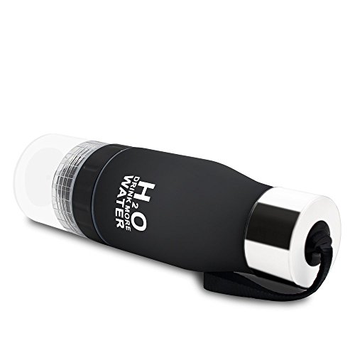 Nykkola 650 ml Infuseur à fruits Bouteille d'eau portable Citron Squeezer Tasse à infusion sans BPA aromatisé jus bouteilles de sport, noir