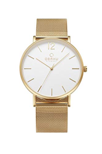 Obaku Dinamarca – Reloj de diseñador para Hombre, diseño clásico Pero Moderno, Elegante Caja de Acero de Oro Rosa, Correa de Malla de Acero Inoxidable, Modelo: Mark