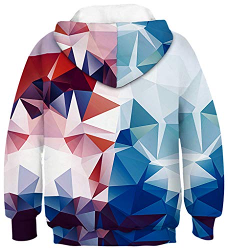 Ocean Plus Niño Colorido 3D Sudaderas con Capucha Adolescentes Pull-Over Kids Sudadera Manga Larga Hoodie (XL (Altura: 155-160cm), Geometría roja y Azul)
