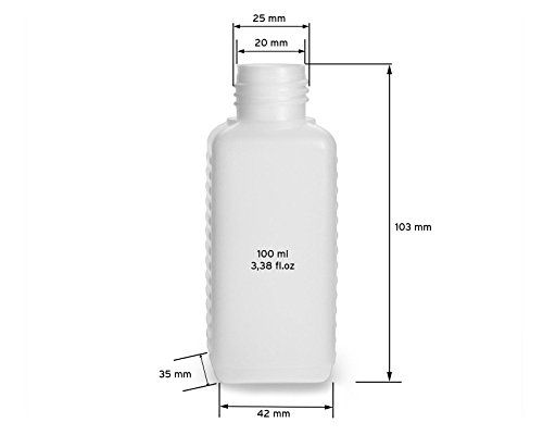 Octopus 10 Botellas de plástico 100 ml, Botellas de plástico de HDPE con Tapones abatibles Rojos, Botellas vacías con Tapa abatible roja, Botellas rectangulares con 10 Etiquetas para marcar