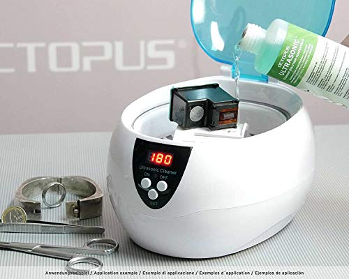 Octopus Limpiador Concentrado ultrasónico para la Limpieza de Joyas, Gafas, dentaduras, Metales Nobles y Cabezales de impresión en baño ultrasónico, 1litro