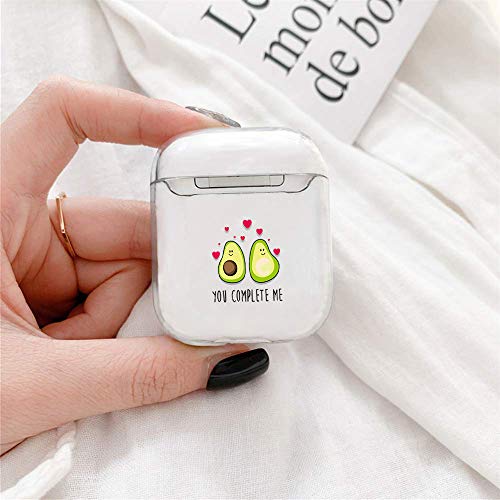 Oihxse Case Auriculares Estuche Transparente Rígido PC Lindo de Moda Diseño Funda 360° Protectora Antigolpes Resistente Carcasas para Niñas Niños (Aguacate 2)