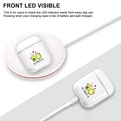 Oihxse Case Auriculares Estuche Transparente Rígido PC Lindo de Moda Diseño Funda 360° Protectora Antigolpes Resistente Carcasas para Niñas Niños (Aguacate 2)