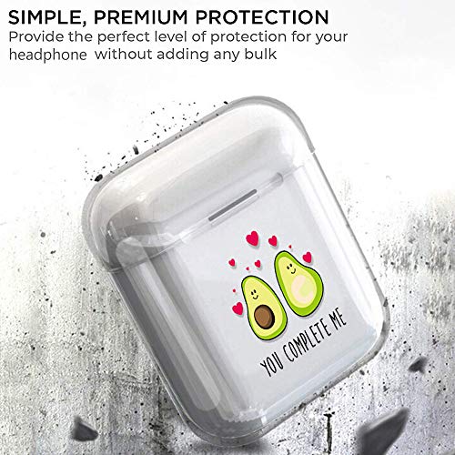 Oihxse Case Auriculares Estuche Transparente Rígido PC Lindo de Moda Diseño Funda 360° Protectora Antigolpes Resistente Carcasas para Niñas Niños (Aguacate 2)