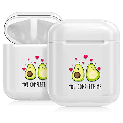 Oihxse Case Auriculares Estuche Transparente Rígido PC Lindo de Moda Diseño Funda 360° Protectora Antigolpes Resistente Carcasas para Niñas Niños (Aguacate 2)