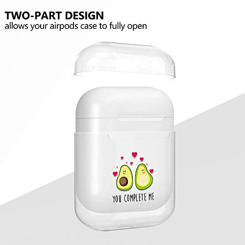 Oihxse Case Auriculares Estuche Transparente Rígido PC Lindo de Moda Diseño Funda 360° Protectora Antigolpes Resistente Carcasas para Niñas Niños (Aguacate 2)