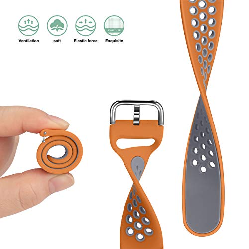 Oihxse Silicona Ajustable Correa Compatible con Fitbit Versa/Versa Special Edition/Fitbit Versa 2/Versa Lite Watch Deportivo Suave Reemplazo Delgada Pulsera Accesorio Mujer Hombre (Marrón Gris,S)