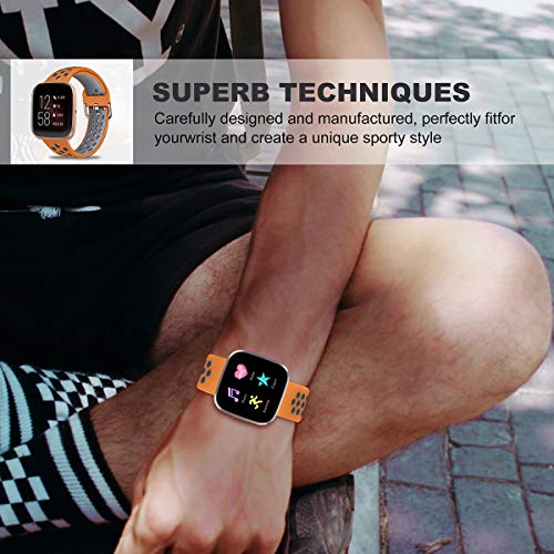 Oihxse Silicona Ajustable Correa Compatible con Fitbit Versa/Versa Special Edition/Fitbit Versa 2/Versa Lite Watch Deportivo Suave Reemplazo Delgada Pulsera Accesorio Mujer Hombre (Marrón Gris,S)