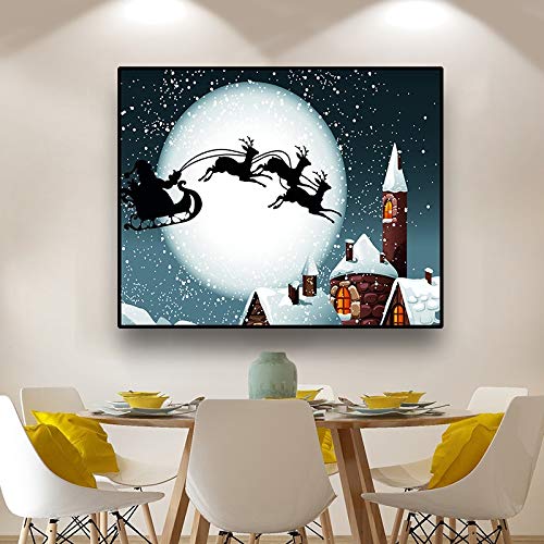 oioiu Resumen Paisaje de Alces decoración navideña impresión en Lienzo Arte de la Pared decoración Pintura Dormitorio Pasillo Sala de Estar Mural sin Marco