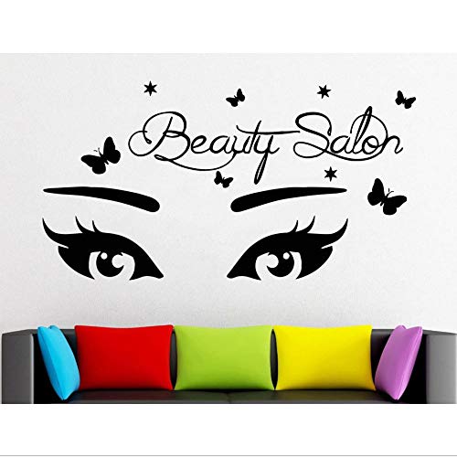 Ojos tatuajes de pared pestañas vinilo adhesivo de pared maquillaje calcomanía de pared niñas ojos cejas decoración de la pared salón de belleza decoración 42X79CM