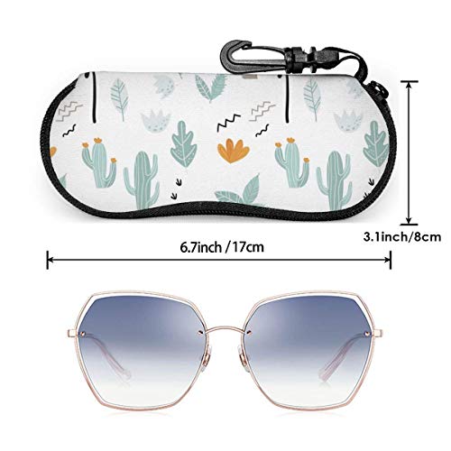 OKIJH Estuche portátil para gafas, caja de almacenamiento, estuche para gafas, bolsa de cosméticos Cartoon Plant Cactus With Coconut Tree Leaves Portable Eyeglass Case Abrasion Resistant Glasses Prote