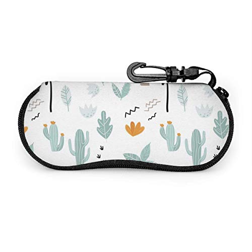 OKIJH Estuche portátil para gafas, caja de almacenamiento, estuche para gafas, bolsa de cosméticos Cartoon Plant Cactus With Coconut Tree Leaves Portable Eyeglass Case Abrasion Resistant Glasses Prote