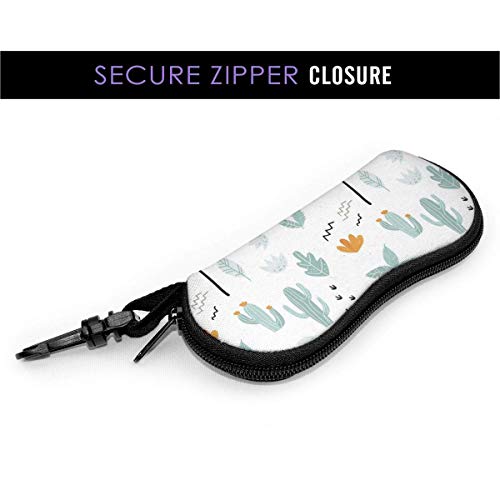 OKIJH Estuche portátil para gafas, caja de almacenamiento, estuche para gafas, bolsa de cosméticos Cartoon Plant Cactus With Coconut Tree Leaves Portable Eyeglass Case Abrasion Resistant Glasses Prote