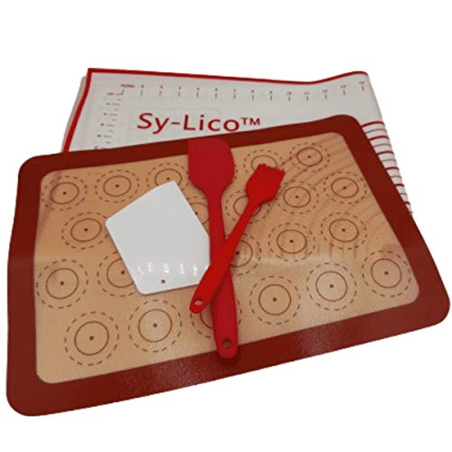 Oliya - Kit de 5 accesorios de cocina para repostería de silicona + placa de cocción macaron, espátula Maryse + pincel de silicona + cortapastas